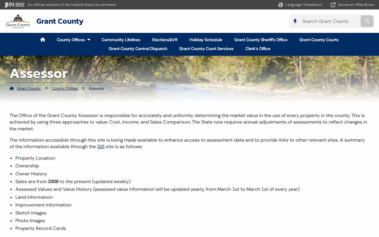 Grant County Assessor entry for Marion property records