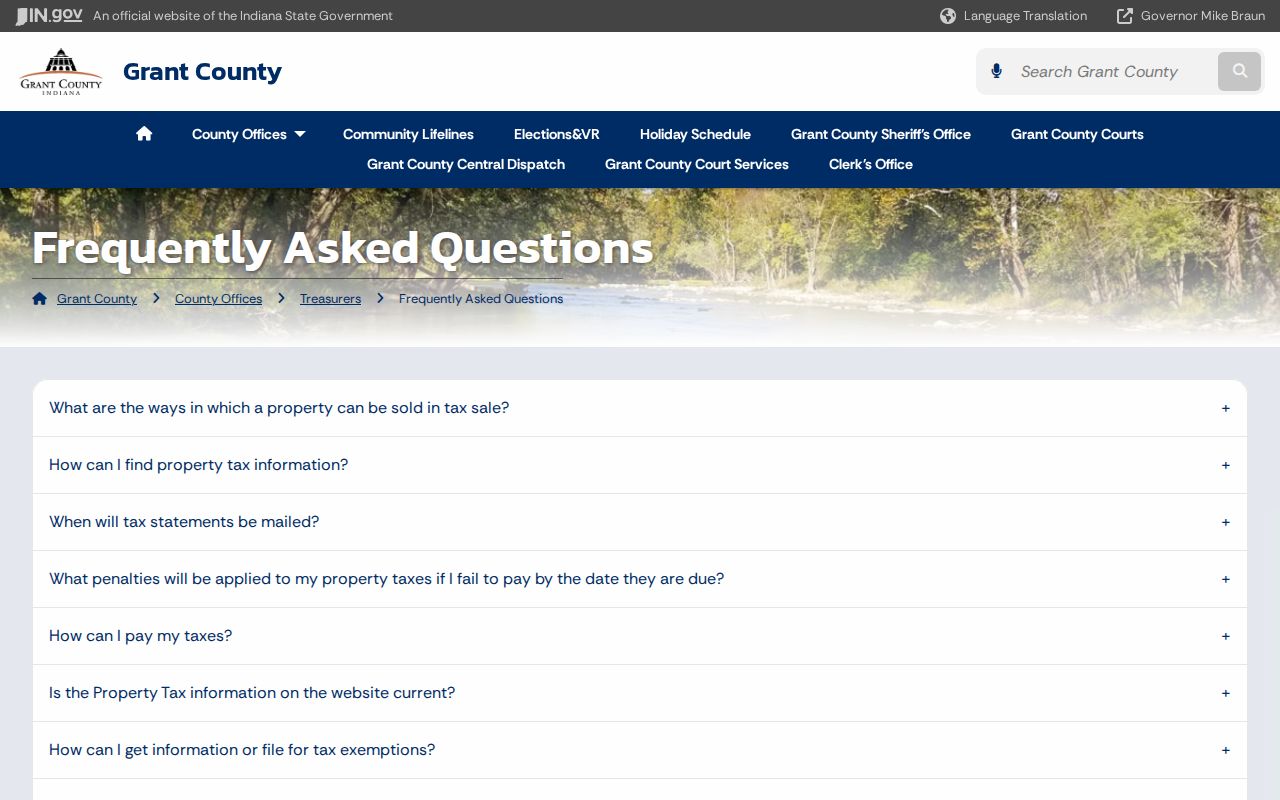 Grant County Treasurer address search guidance for Marion property records
